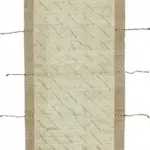 Tribal Modern Dizayn Bej Pamuk Üzerine Yün El Dokuma Halı-068x188