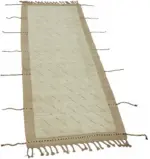 Tribal Modern Dizayn Bej Pamuk Üzerine Yün El Dokuma Halı-068x188 - Görsel 2