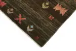 Tribal Modern Dizayn Kahverengi Pamuk Üzerine Yün El Dokuma Halı-150x194 - Görsel 4