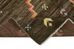 Tribal Modern Dizayn Kahverengi Pamuk Üzerine Yün El Dokuma Halı-150x194 - Görsel 6