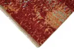 Tribal Modern Dizayn  Kırmızı Pamuk Üzerine Yün El Dokuma Halı-168x236 - Görsel 4