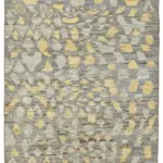 Tribal Modern Dizayn Mavi Pamuk Üzerine Yün El Dokuma Halı-146x203