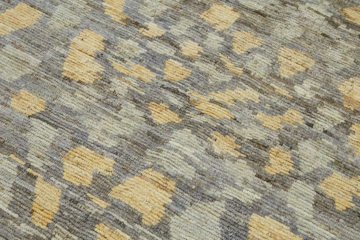 Tribal Modern Dizayn Mavi Pamuk Üzerine Yün El Dokuma Halı-146x203 - Görsel 5