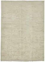 Tribal Modern Dizayn Bej Pamuk Üzerine Yün El Dokuma Halı-175x236