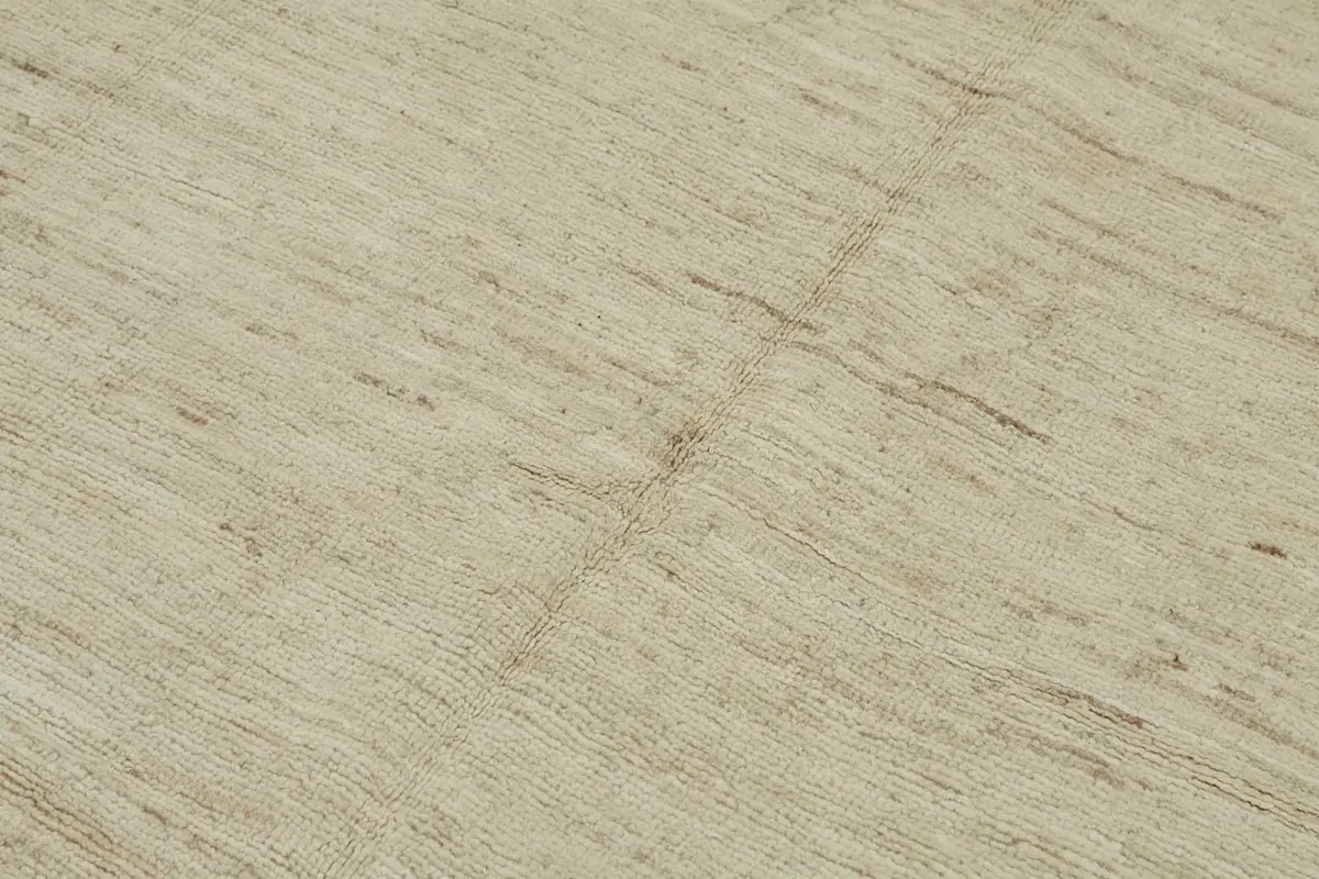 Tribal Modern Dizayn Bej Pamuk Üzerine Yün El Dokuma Halı-175x236 - Görsel 5