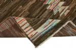 Tribal Modern Dizayn Kahverengi Pamuk Üzerine Yün El Dokuma Halı-173x238 - Görsel 6