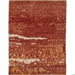 Tribal Modern Dizayn Kırmızı Pamuk Üzerine Yün El Dokuma Halı-149x209