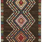 Tribal Modern Dizayn Kahverengi Pamuk Üzerine Yün El Dokuma Halı-173x238