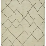 Tribal Modern Dizayn Bej Pamuk Üzerine Yün El Dokuma Halı-208x294