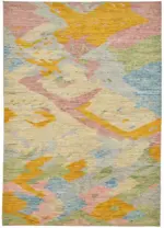 Tribal Modern Dizayn Multi Pamuk Üzerine Yün El Dokuma Halı-202x288