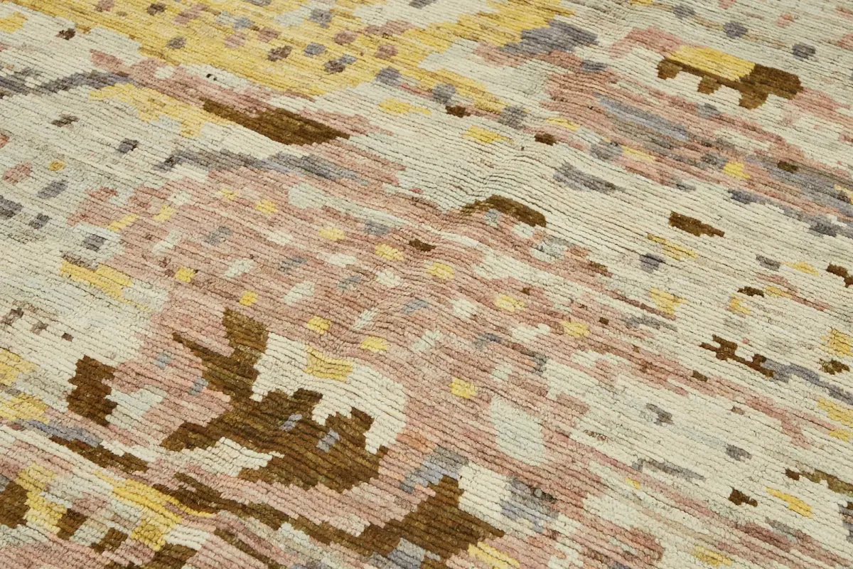 Tribal Modern Dizayn Multi Pamuk Üzerine Yün El Dokuma Halı-197x294 - Görsel 5