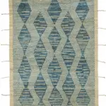 Tribal Modern Dizayn Bej Pamuk Üzerine Yün El Dokuma Halı-213x302