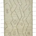 Tribal Modern Dizayn Bej Pamuk Üzerine Yün El Dokuma Halı-208x303