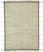 Tribal Modern Dizayn Bej Pamuk Üzerine Yün El Dokuma Halı-220x306