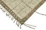 Tribal Modern Dizayn Bej Pamuk Üzerine Yün El Dokuma Halı-220x306 - Görsel 4