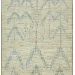 Tribal Modern Dizayn Bej Pamuk Üzerine Yün El Dokuma Halı-203x295