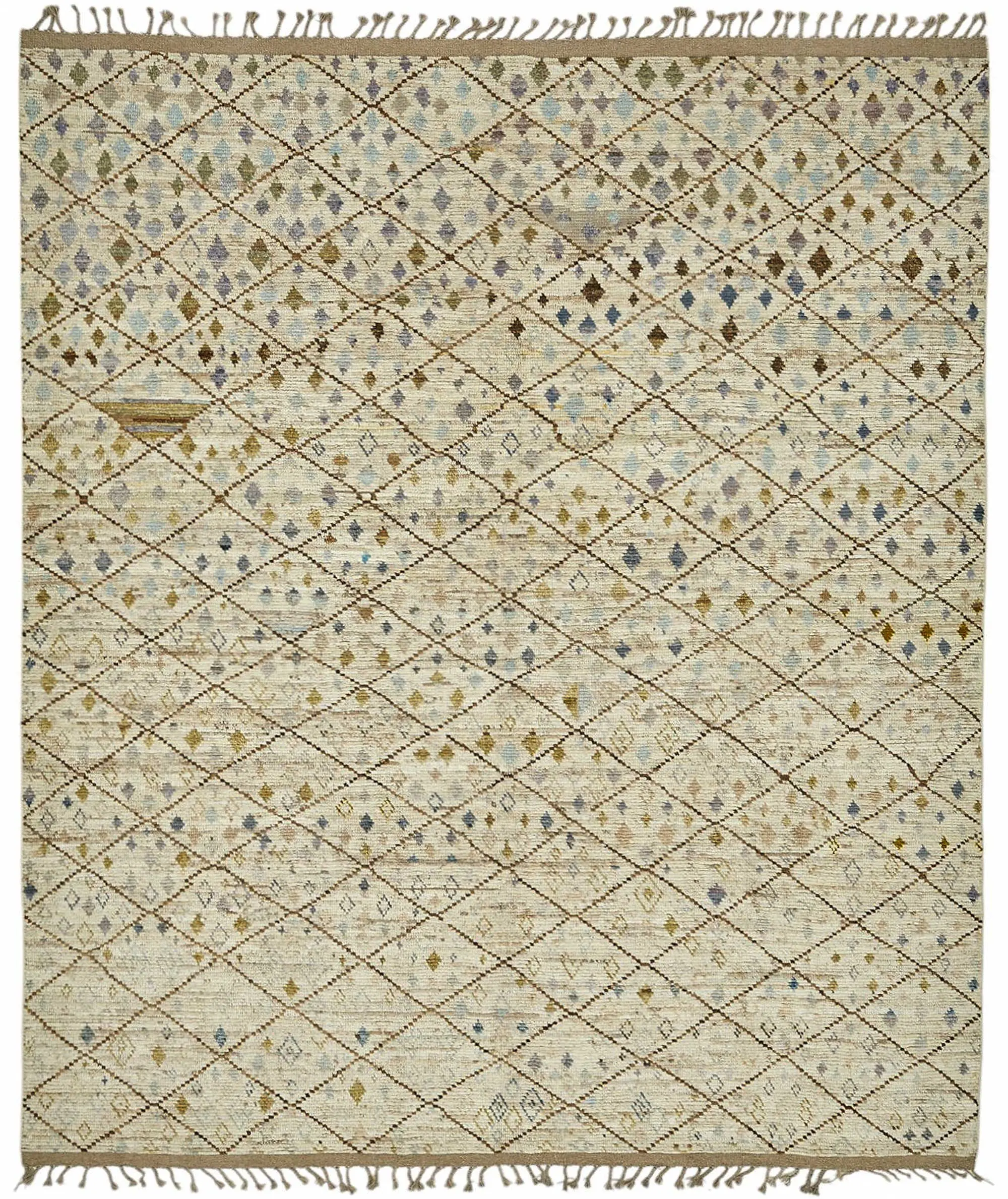 Tribal Modern Dizayn Multi Pamuk Üzerine Yün El Dokuma Halı-253x300 - Görsel 1