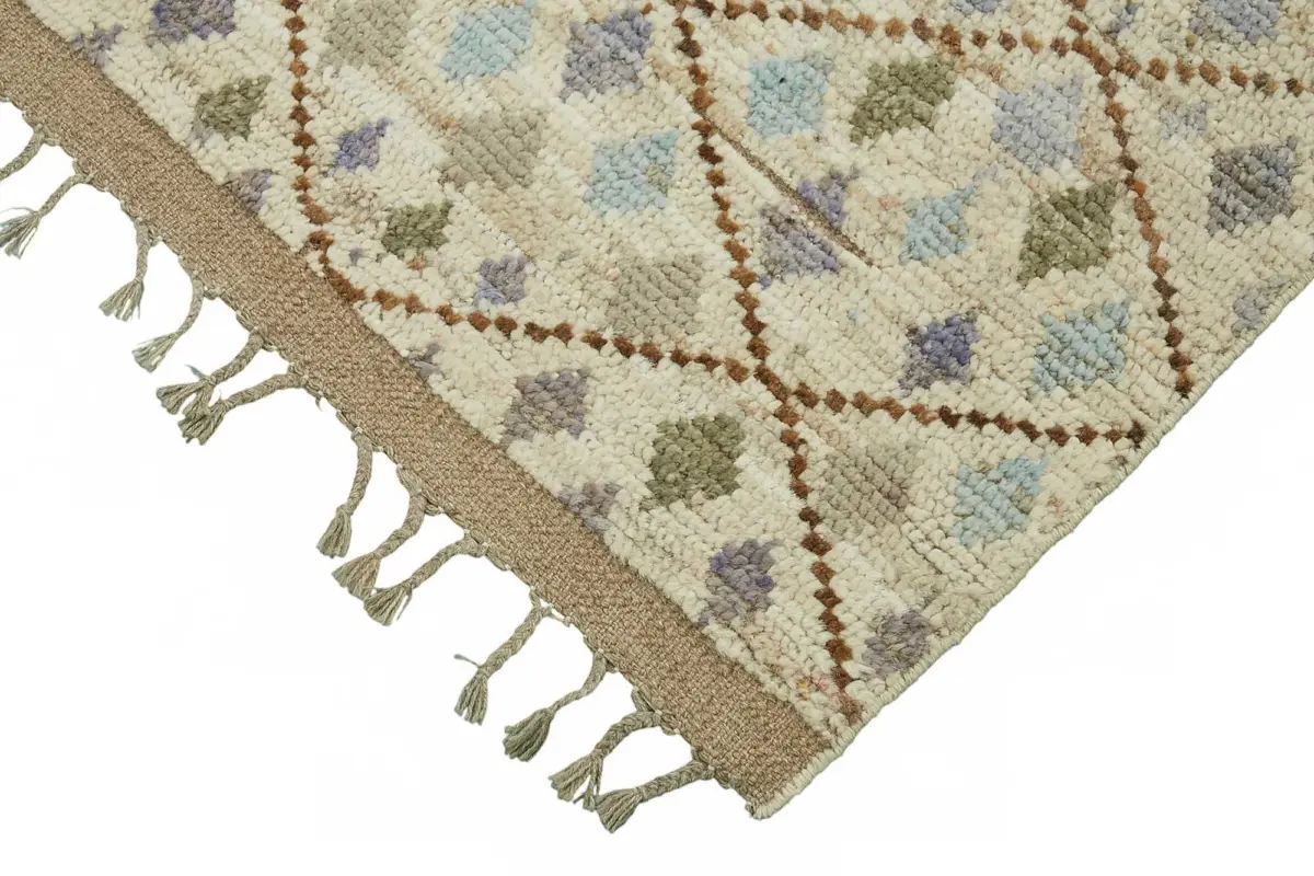 Tribal Modern Dizayn Multi Pamuk Üzerine Yün El Dokuma Halı-253x300 - Görsel 4