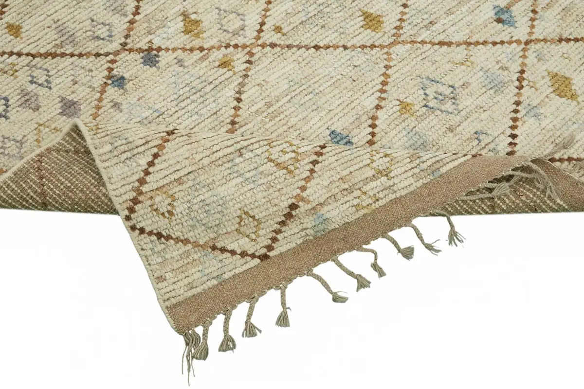 Tribal Modern Dizayn Multi Pamuk Üzerine Yün El Dokuma Halı-253x300 - Görsel 6