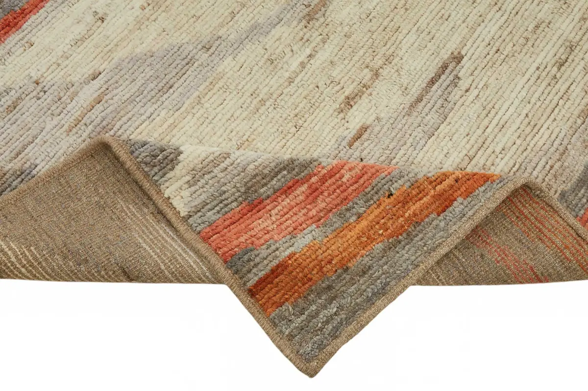 Tribal Modern Dizayn Multi Pamuk Üzerine Yün El Dokuma Halı-245x337 - Görsel 6