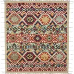 Tribal Modern Dizayn Multi Pamuk Üzerine Yün El Dokuma Halı-259x299