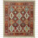 Tribal Modern Dizayn Multi Pamuk Üzerine Yün El Dokuma Halı-257x303