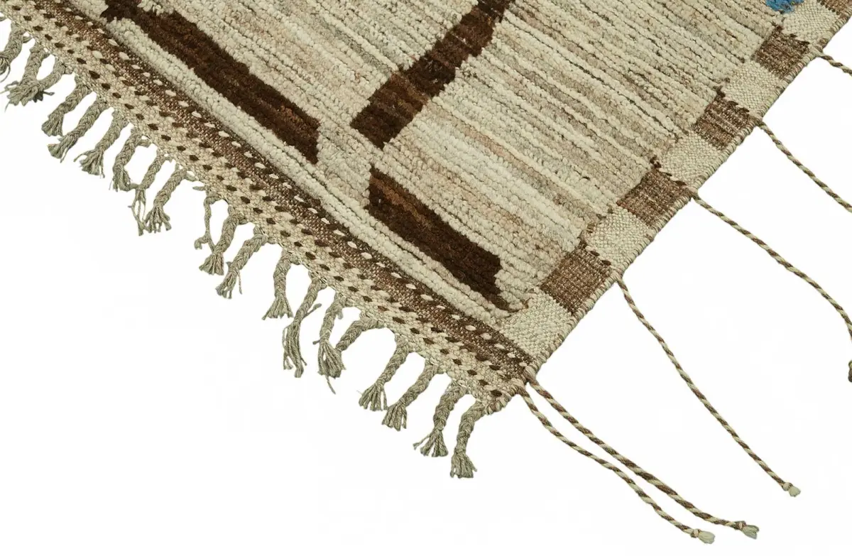 Tribal Modern Dizayn Multi Pamuk Üzerine Yün El Dokuma Halı-206x303 - Görsel 4