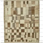 Tribal Modern Dizayn Bej Pamuk Üzerine Yün El Dokuma Halı-228x312