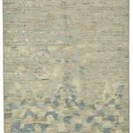 Tribal  Modern Dizayn Bej Pamuk Üzerine Yün El Dokuma Halı-203x296