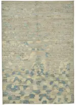 Tribal  Modern Dizayn Bej Pamuk Üzerine Yün El Dokuma Halı-203x296