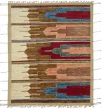 Tribal  Modern Dizayn Multi Pamuk Üzerine Yün El Dokuma Halı-255x304
