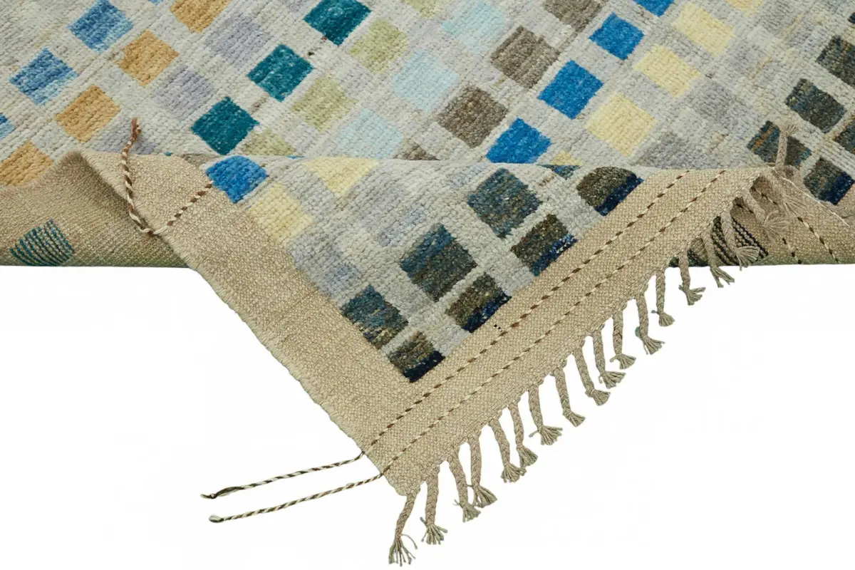 Tribal Modern Dizayn Multi Pamuk Üzerine Yün El Dokuma Halı-211x305 - Görsel 6