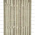 Tribal Modern Dizayn Bej Pamuk Üzerine Yün El Dokuma Halı-205x302