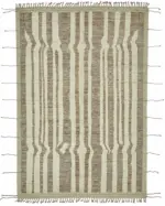 Tribal Modern Dizayn Bej Pamuk Üzerine Yün El Dokuma Halı-205x302