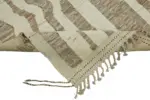 Tribal Modern Dizayn Bej Pamuk Üzerine Yün El Dokuma Halı-205x302 - Görsel 6