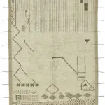 Tribal Modern Dizayn Bej Pamuk Üzerine Yün El Dokuma Halı-277x370