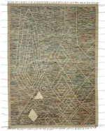 Tribal Modern Dizayn Multi Pamuk Üzerine Yün El Dokuma Halı-308x431