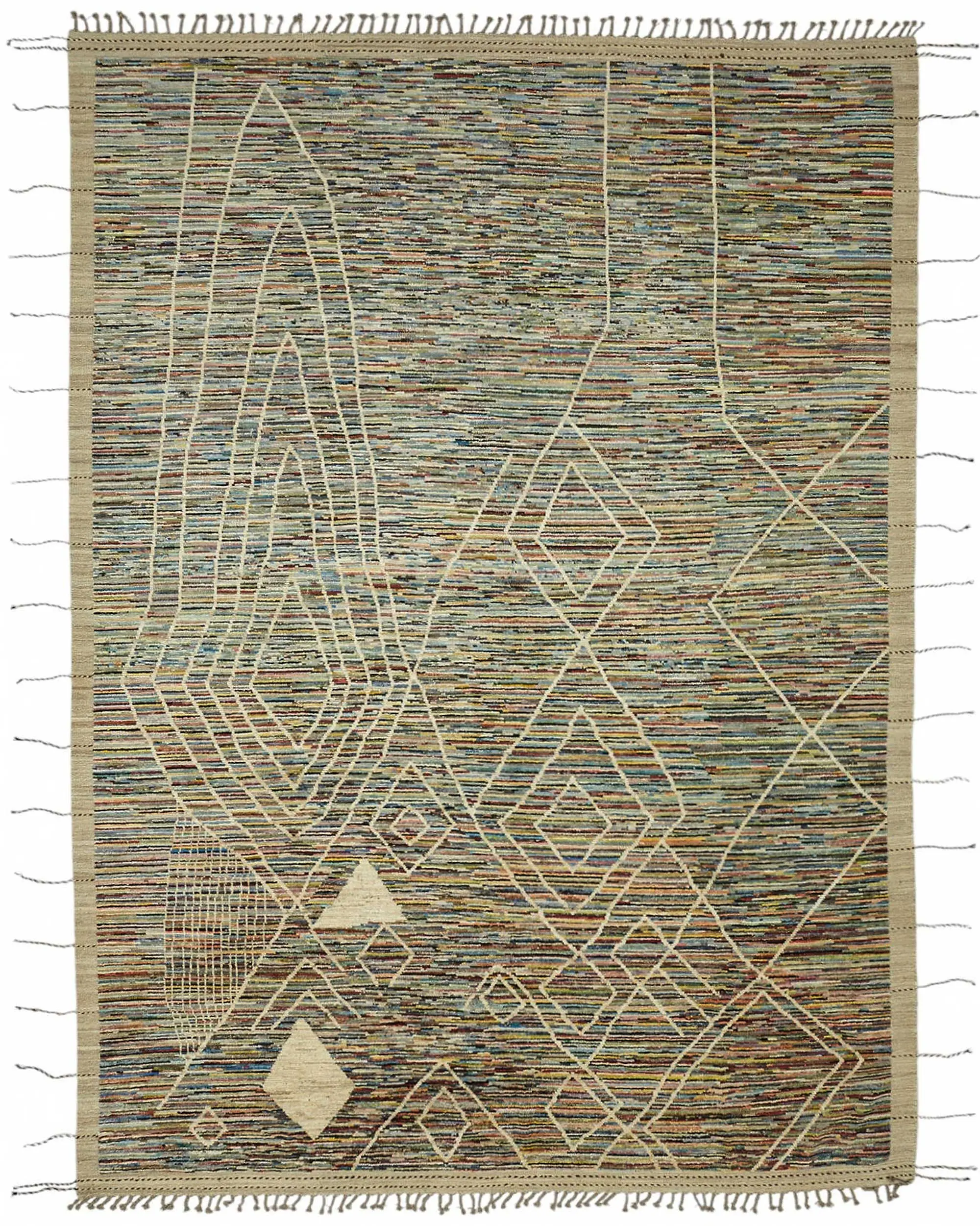 Rc_48159_0_Multicolor_Modern_Design_Tribal_Rug Tribal Modern Dizayn Multi Pamuk Üzerine Yün El Dokuma Halı-308x431 - Görsel 1