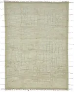 Tribal Modern Dizayn Bej Pamuk Üzerine Yün El Dokuma Halı-311x428