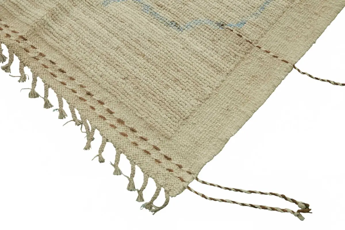 Tribal Modern Dizayn Bej Pamuk Üzerine Yün El Dokuma Halı-311x428 - Görsel 4