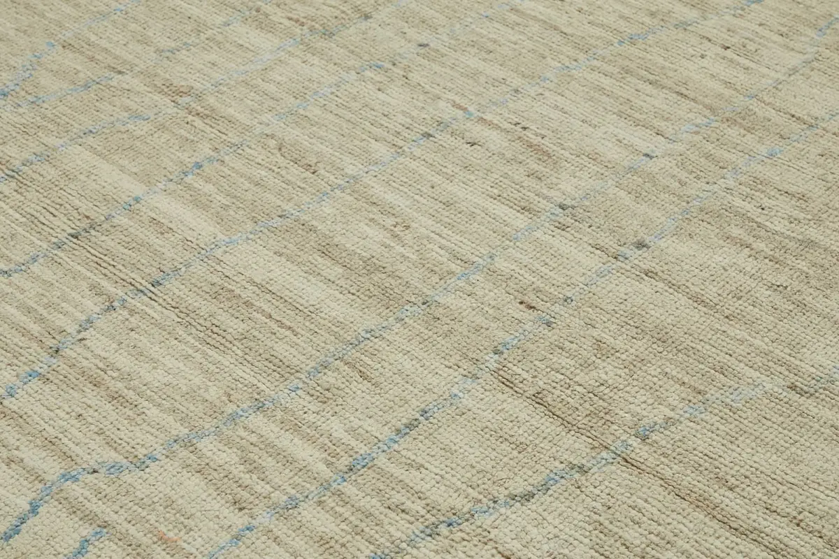 Tribal Modern Dizayn Bej Pamuk Üzerine Yün El Dokuma Halı-311x428 - Görsel 5