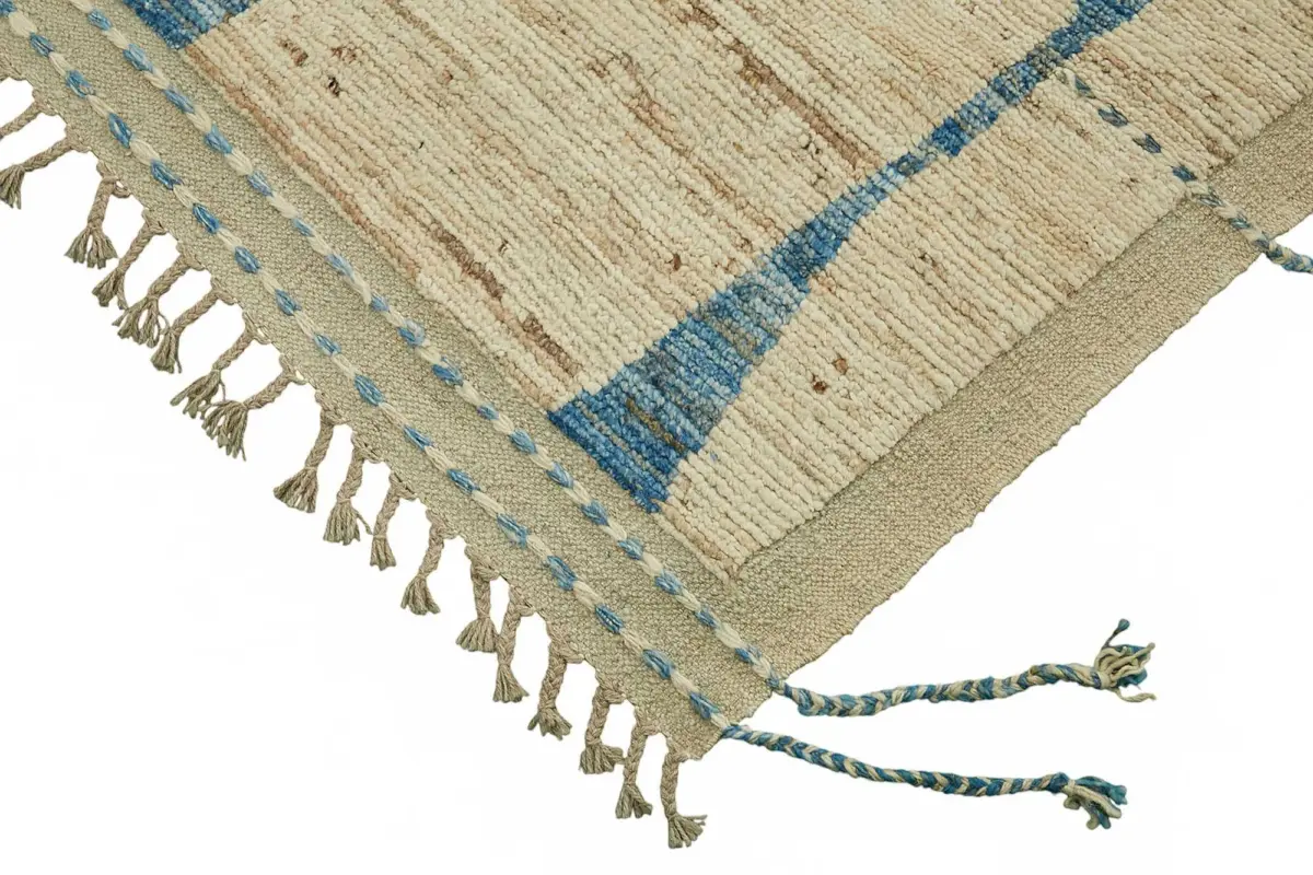 Tribal Modern Dizayn Bej Pamuk Üzerine Yün El Dokuma Halı-316x430 - Görsel 4