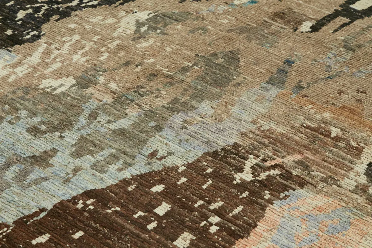 Tribal Modern Dizayn Multi Pamuk Üzerine Yün El Dokuma Halı-326x416 - Görsel 5