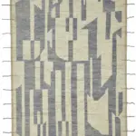 Tribal Modern Dizayn Bej Pamuk Üzerine Yün El Dokuma Halı-313x439