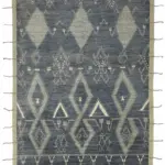 Tribal Modern Dizayn Gri Pamuk Üzerine Yün El Dokuma Halı-318x442