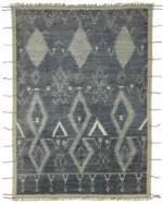 Tribal Modern Dizayn Gri Pamuk Üzerine Yün El Dokuma Halı-318x442