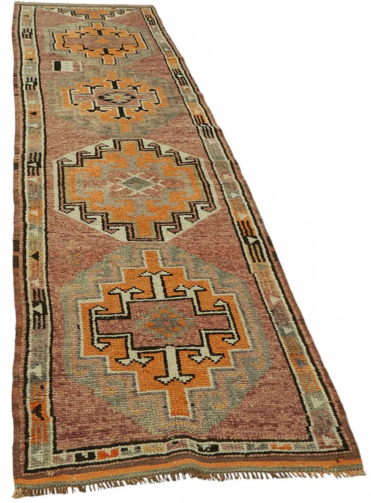 Herki Eskitme Kahverengi Pamuk Üzerine Yün El Dokuma Halı-090x380 - Görsel 2