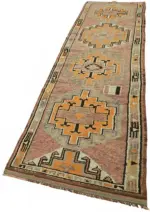 Herki Eskitme Kahverengi Pamuk Üzerine Yün El Dokuma Halı-090x380 - Görsel 3