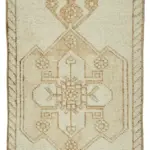 Herki Eskitme Bej Pamuk Üzerine Yün El Dokuma Halı-091x326