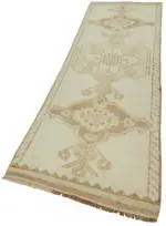 Herki Eskitme Bej Pamuk Üzerine Yün El Dokuma Halı-091x326 - Görsel 3